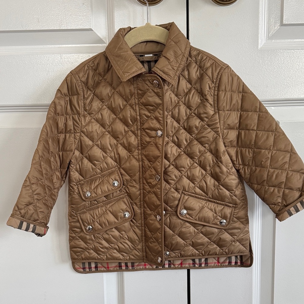 Burberry Tan Quilted Kids Puffer Jacket